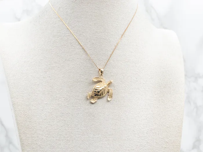 Market Square Jewelers PreStyled Sets Yellow Gold Sea Turtle Pendant
