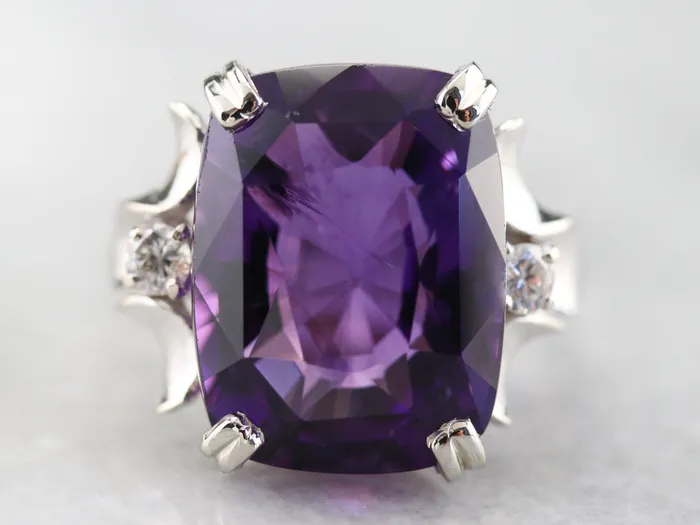 Market Square Jewelers Rings Amethyst and Diamond Cocktail Ring