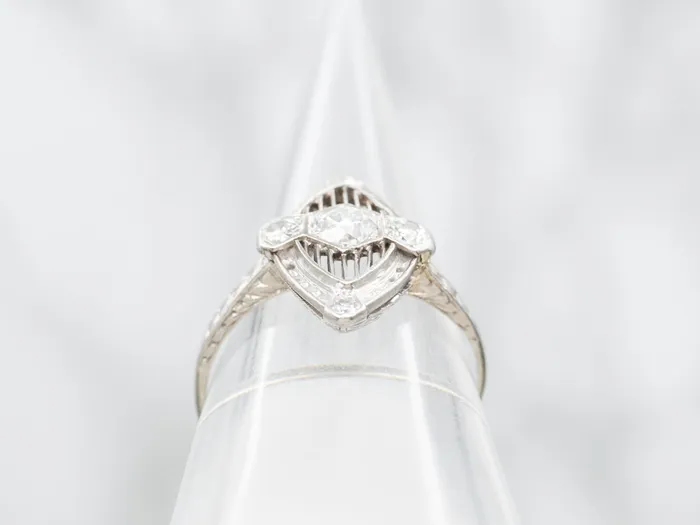 Market Square Jewelers Rings Art Deco Old European Cut Diamond Navette Rng