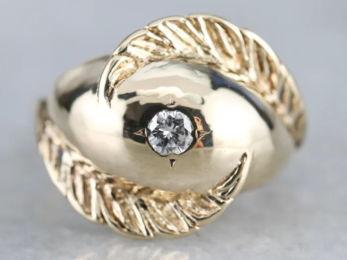 Market Square Jewelers Rings Diamond Solitaire Gold Feather Ring