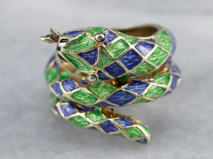 Market Square Jewelers Rings Modern Enamel and Gold Snake Ring