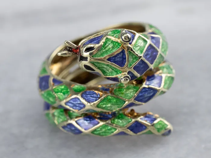 Market Square Jewelers Rings Modern Enamel and Gold Snake Ring Market Square Jewelers Rings Modern Enamel and Gold Snake Ring
