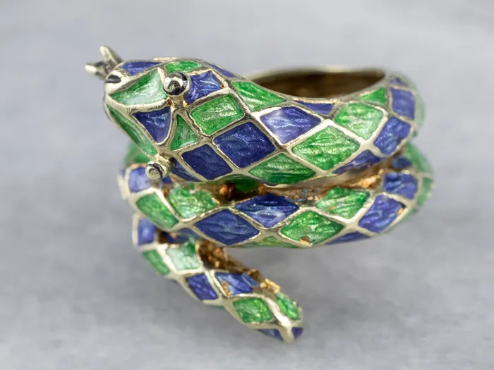 Market Square Jewelers Rings Modern Enamel and Gold Snake Ring Market Square Jewelers Rings Modern Enamel and Gold Snake Ring