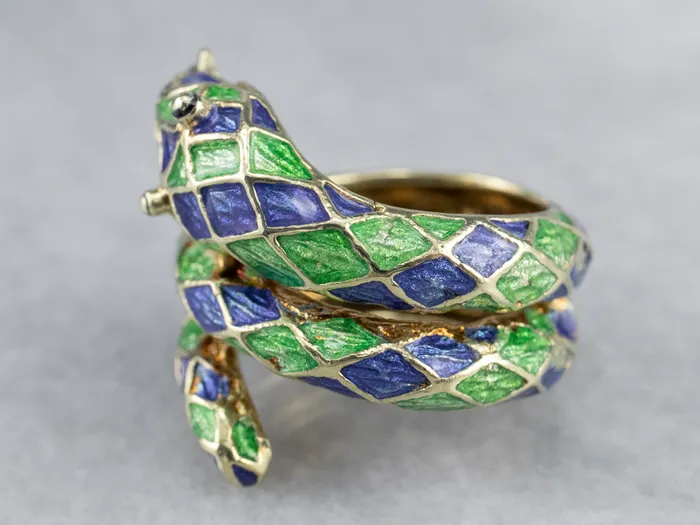 Market Square Jewelers Rings Modern Enamel and Gold Snake Ring Market Square Jewelers Rings Modern Enamel and Gold Snake Ring
