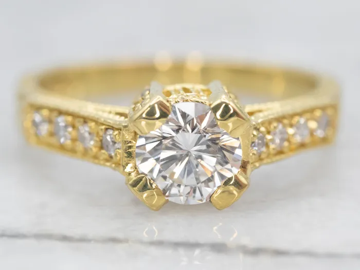 Market Square Jewelers Rings Polished 18K Gold Diamond Engagement Ring