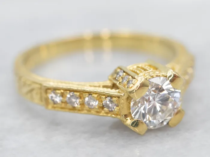 Market Square Jewelers Rings Polished 18K Gold Diamond Engagement Ring Market Square Jewelers Rings Polished 18K Gold Diamond Engagement Ring