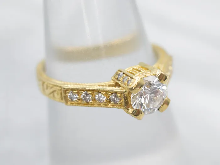 Market Square Jewelers Rings Polished 18K Gold Diamond Engagement Ring Market Square Jewelers Rings Polished 18K Gold Diamond Engagement Ring