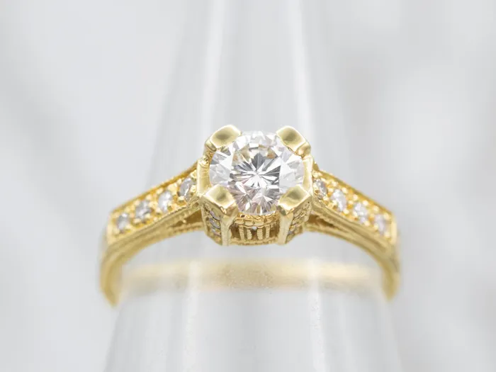 Market Square Jewelers Rings Polished 18K Gold Diamond Engagement Ring Market Square Jewelers Rings Polished 18K Gold Diamond Engagement Ring