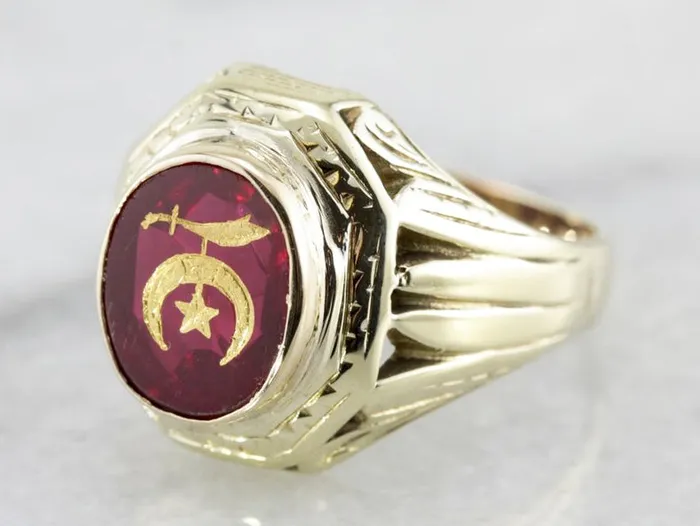 Market Square Jewelers Rings Retro Era Mens Shriners Club Statement Ring Masonic or Fraternal Collectors Item