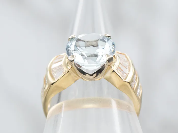 Market Square Jewelers Rings Round Cut Aquamarine and Diamond Ring Market Square Jewelers Rings Round Cut Aquamarine and Diamond Ring