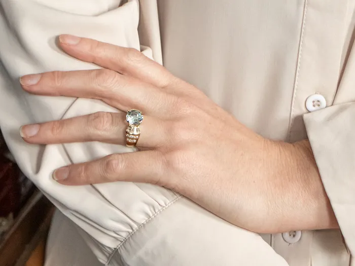 Market Square Jewelers Rings Round Cut Aquamarine and Diamond Ring Market Square Jewelers Rings Round Cut Aquamarine and Diamond Ring