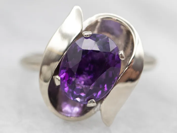 Market Square Jewelers Rings Sleek White Gold Amethyst Solitaire Ring