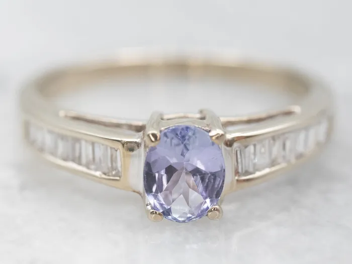 Market Square Jewelers Rings Striking White Gold Tanzanite Ring with Diamond Accents