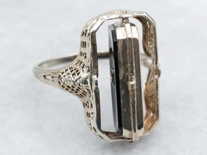 Market Square Jewelers Rings Two Tone Black Onyx and Diamond Flip Ring Market Square Jewelers Rings Two Tone Black Onyx and Diamond Flip Ring