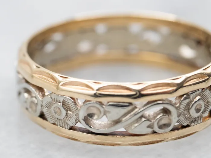 Market Square Jewelers Rings Two Tone Floral Wedding Band Market Square Jewelers Rings Two Tone Floral Wedding Band