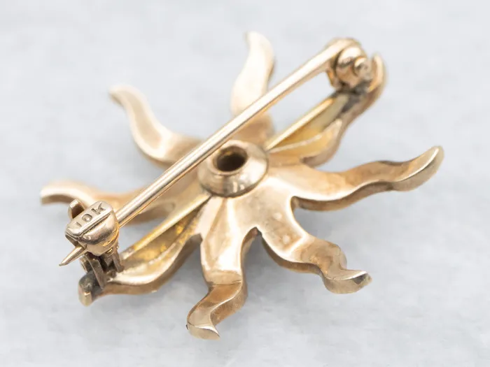 Market Square Jewelers Rings Victorian Old Mine Cut Diamond and Seed Pearl Starburst Brooch