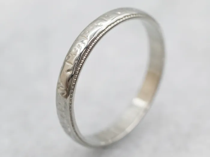 Market Square Jewelers Rings White Gold Wedding Band with Milgrain Edge Market Square Jewelers Rings White Gold Wedding Band with Milgrain Edge