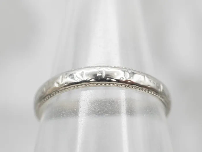 Market Square Jewelers Rings White Gold Wedding Band with Milgrain Edge Market Square Jewelers Rings White Gold Wedding Band with Milgrain Edge