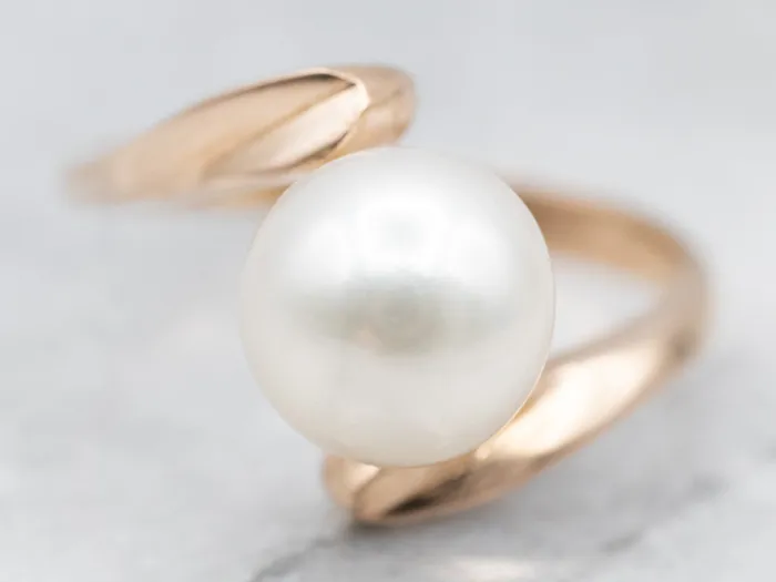 Market Square Jewelers Rings Yellow Gold Pearl Bypass Ring