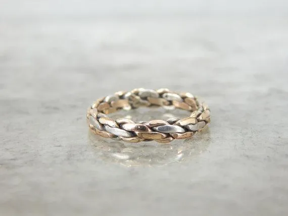 Market Square Jewelers Sterling Silver and Rose Gold Link Band Rings