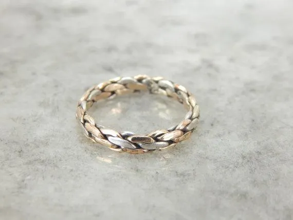 Market Square Jewelers Sterling Silver and Rose Gold Link Band Rings Market Square Jewelers Sterling Silver and Rose Gold Link Band Rings