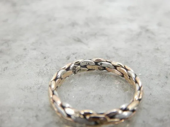 Market Square Jewelers Sterling Silver and Rose Gold Link Band Rings Market Square Jewelers Sterling Silver and Rose Gold Link Band Rings
