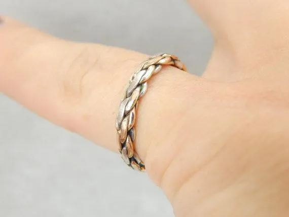 Market Square Jewelers Sterling Silver and Rose Gold Link Band Rings Market Square Jewelers Sterling Silver and Rose Gold Link Band Rings