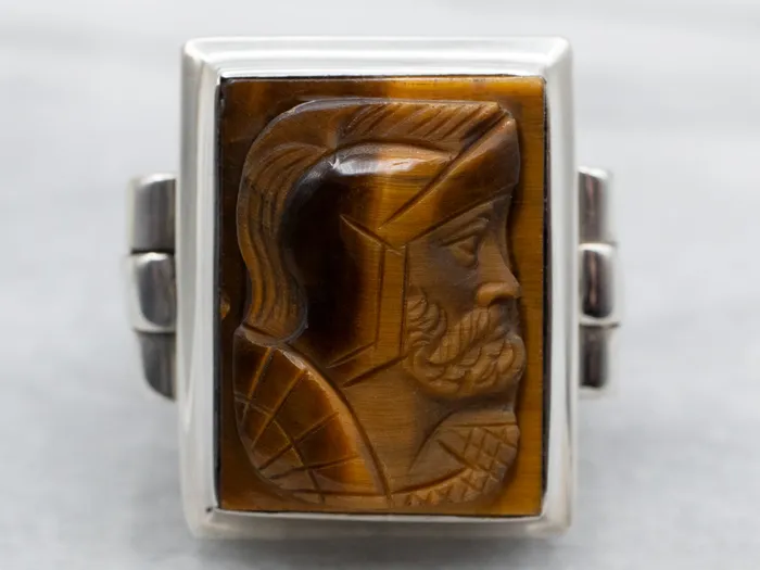 Market Square Jewelers Sterling Silver Tigers Eye Cameo Ring Rings