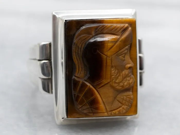Market Square Jewelers Sterling Silver Tigers Eye Cameo Ring Rings