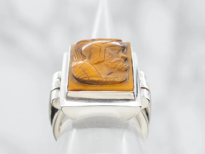 Market Square Jewelers Sterling Silver Tigers Eye Cameo Ring Rings