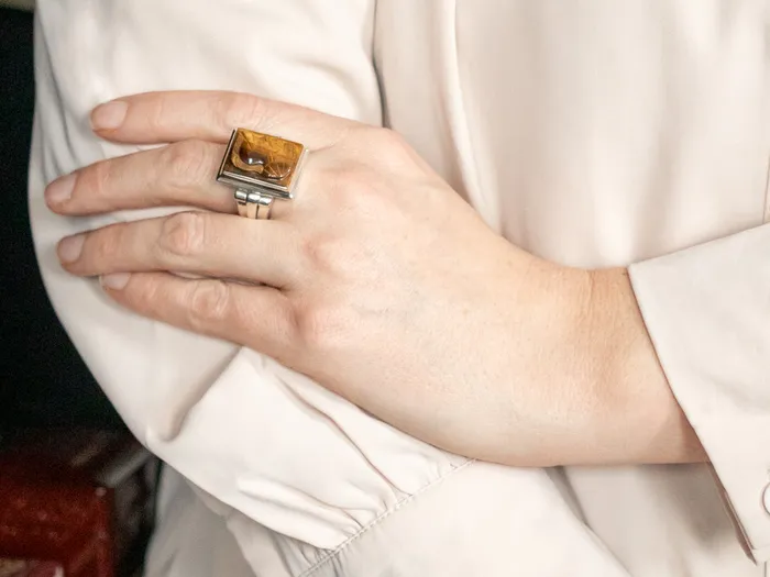 Market Square Jewelers Sterling Silver Tigers Eye Cameo Ring Rings