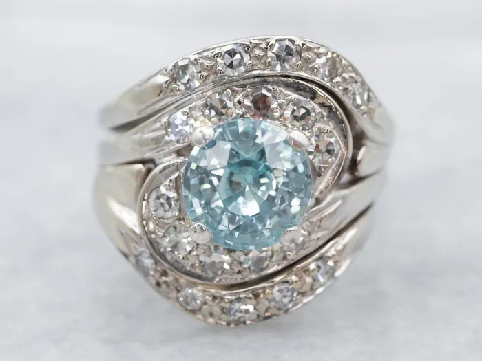 Market Square Jewelers Swirling Blue Zircon Cocktail Ring Rings