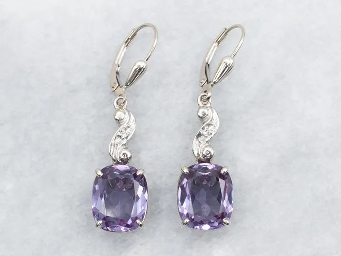 Market Square Jewelers Synthetic Alexandrite and Diamond Drop Earrings Earrings Market Square Jewelers Synthetic Alexandrite and Diamond Drop Earrings Earrings