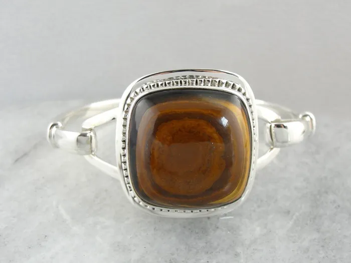 Market Square Jewelers Tigers Eye Gemstone Bracelet in Sterling Silver Bracelets