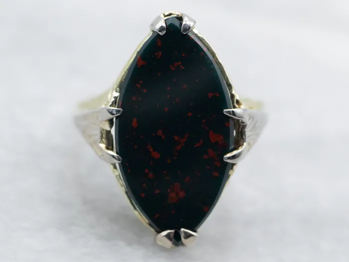 Market Square Jewelers Two Tone Marquise Cut Bloodstone Solitaire Ring Rings Market Square Jewelers Two Tone Marquise Cut Bloodstone Solitaire Ring Rings