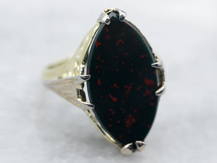 Market Square Jewelers Two Tone Marquise Cut Bloodstone Solitaire Ring Rings Market Square Jewelers Two Tone Marquise Cut Bloodstone Solitaire Ring Rings