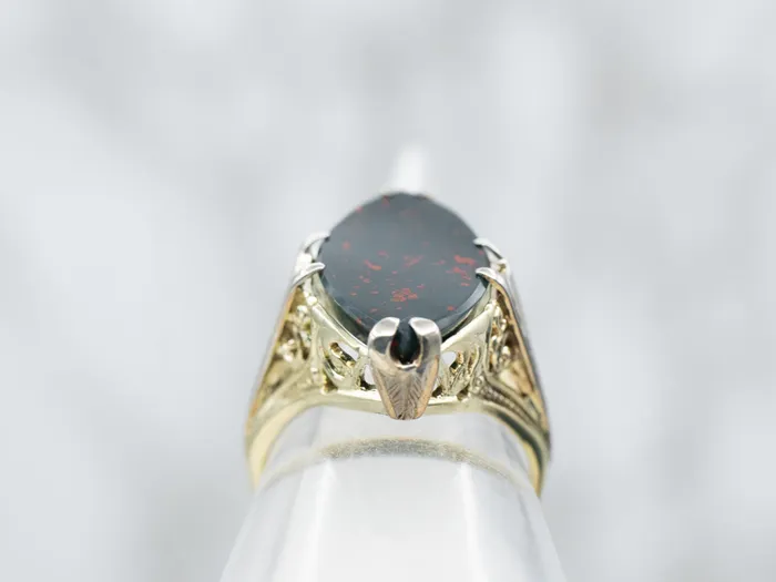 Market Square Jewelers Two Tone Marquise Cut Bloodstone Solitaire Ring Rings Market Square Jewelers Two Tone Marquise Cut Bloodstone Solitaire Ring Rings