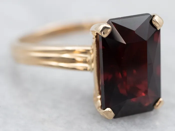 Market Square Jewelers Vintage Garnet Solitaire Ring in Yellow Gold Rings Market Square Jewelers Vintage Garnet Solitaire Ring in Yellow Gold Rings