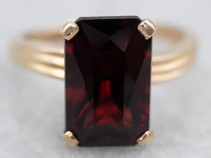 Market Square Jewelers Vintage Garnet Solitaire Ring in Yellow Gold Rings Market Square Jewelers Vintage Garnet Solitaire Ring in Yellow Gold Rings