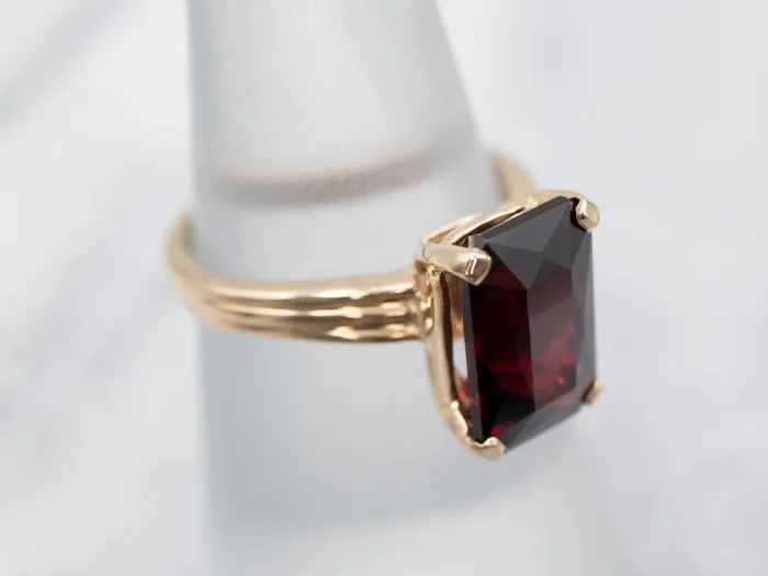 Market Square Jewelers Vintage Garnet Solitaire Ring in Yellow Gold Rings Market Square Jewelers Vintage Garnet Solitaire Ring in Yellow Gold Rings