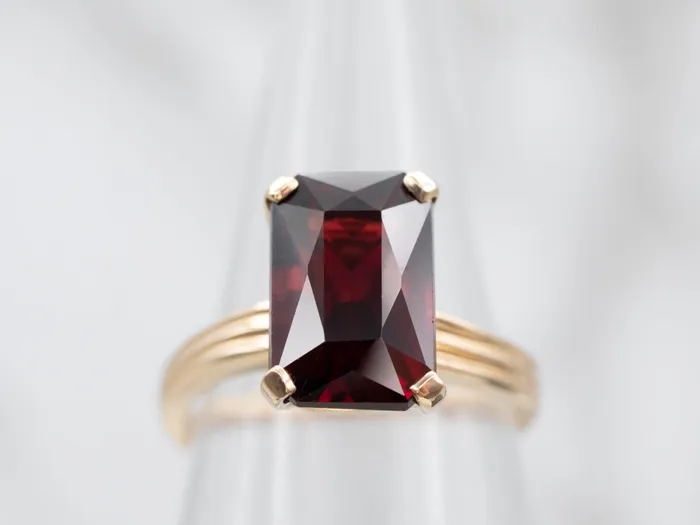 Market Square Jewelers Vintage Garnet Solitaire Ring in Yellow Gold Rings Market Square Jewelers Vintage Garnet Solitaire Ring in Yellow Gold Rings