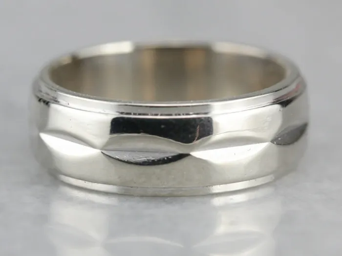 Market Square Jewelers White Gold Patterned Wedding Band Rings