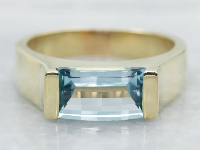 Market Square Jewelers Yellow Gold East to West Emerald Cut Blue Topaz Ring Rings Market Square Jewelers Yellow Gold East to West Emerald Cut Blue Topaz Ring Rings