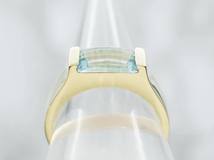 Market Square Jewelers Yellow Gold East to West Emerald Cut Blue Topaz Ring Rings Market Square Jewelers Yellow Gold East to West Emerald Cut Blue Topaz Ring Rings