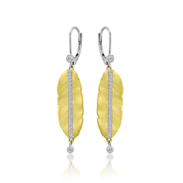 Meira T 14kt Yellow Gold Diamond Leaf Earrings Earrings