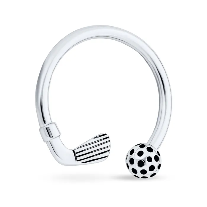 Mens Golfer Sports Key Chain with Golf Ball and Club Sterling Silver Finish BlingJewelry Wholesale Rings