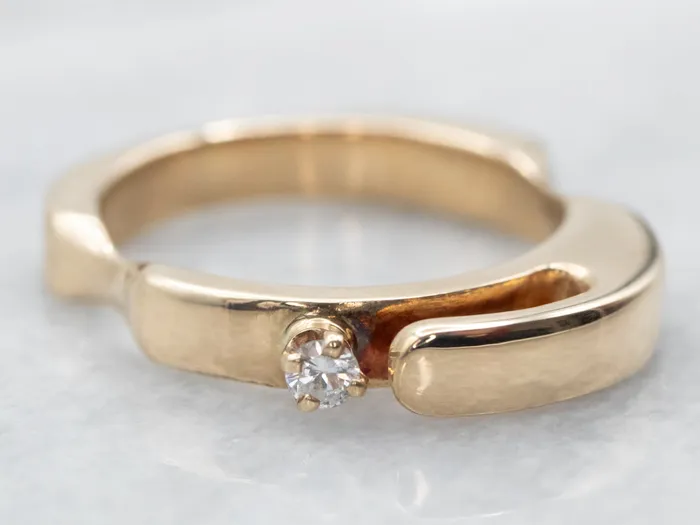 Modernist Gold Diamond Solitaire Band Market Square Jewelers Rings