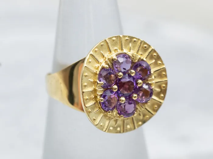 Modernist Round Top Amethyst Cluster Ring Market Square Jewelers Rings Modernist Round Top Amethyst Cluster Ring Market Square Jewelers Rings