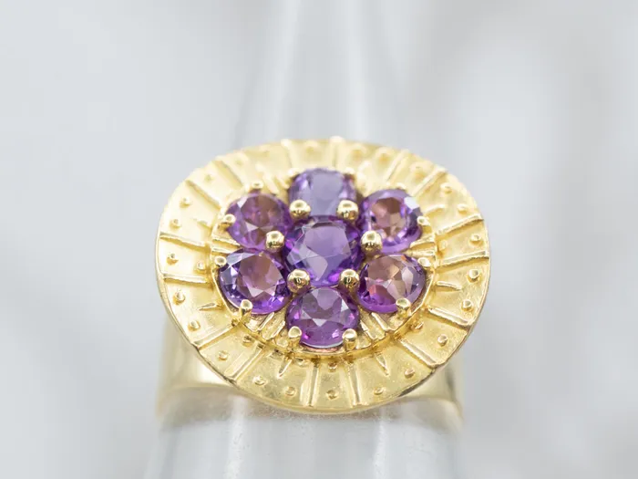 Modernist Round Top Amethyst Cluster Ring Market Square Jewelers Rings Modernist Round Top Amethyst Cluster Ring Market Square Jewelers Rings
