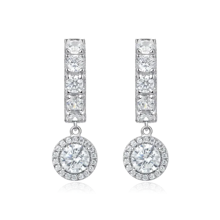 Moissanite Halo Dangly Earring aporro Earrings